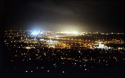 آلودگی نوری ایجاد شده در یک شهر